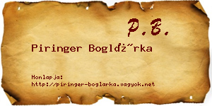 Piringer Boglárka névjegykártya
